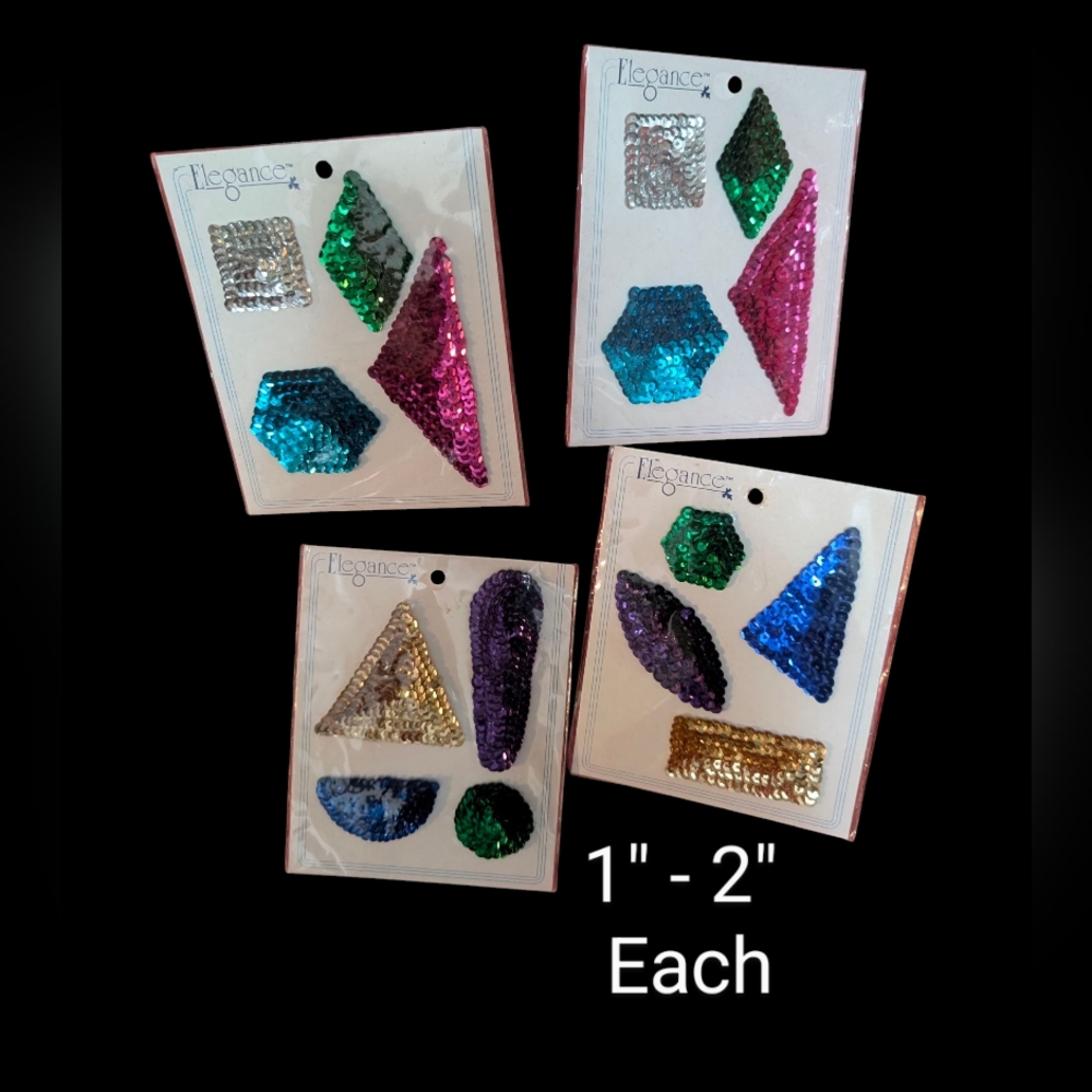 Sequin Geometric Shapes Appliques Lot - Multicolor